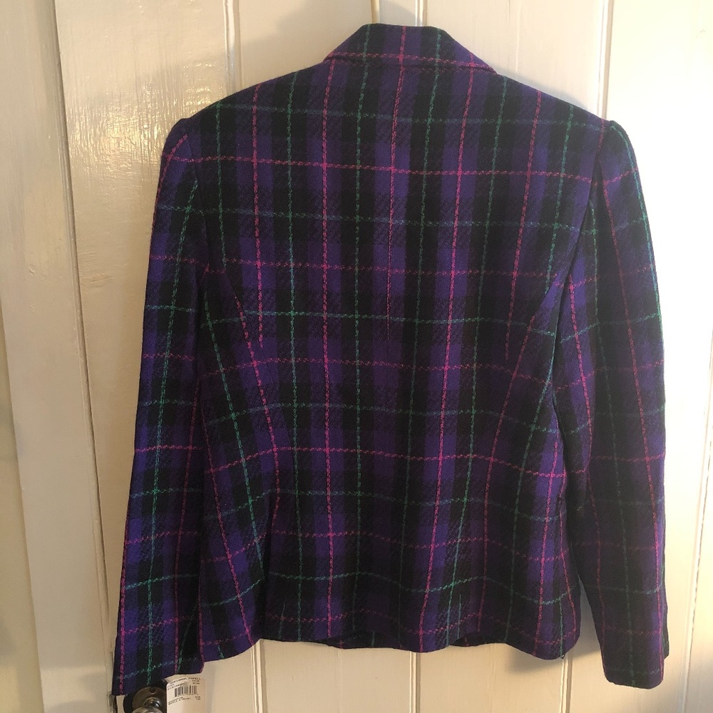 Adrianna Papel Boucle w/Velvet Purple Plaid Blazer NWT - Picture 2 of 7